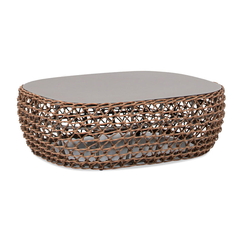 Willow - Oval Woven Patio Coffee Table, Wicker Frame