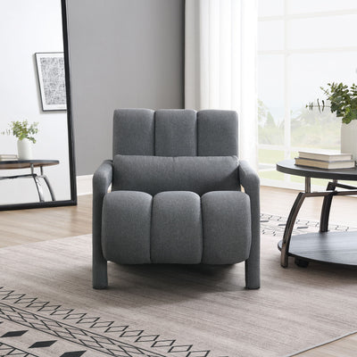 Modern Upholstered Accent Chair, Comfortable Linen Fabric With A Pillow For Living Room