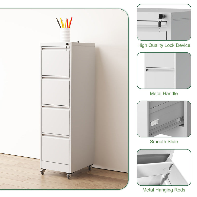 Drawer Metal Locking Vertical File Cabinet With Wheels Heavy Duty Lockable Storage