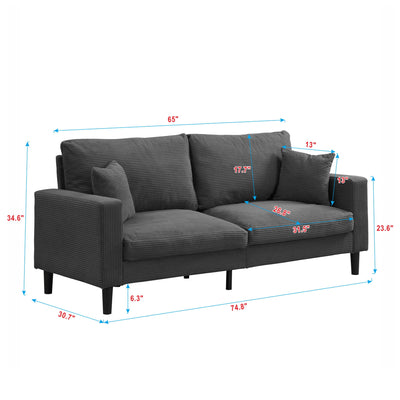 Modern Upholstered 2 Piece Sofa Set With 3 Seater And 2 Seater