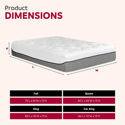 Ultra Plush 13" Gel Memory Foam Mattress For King Size Bed With Double Layered Jacquard Cover - Gray / White
