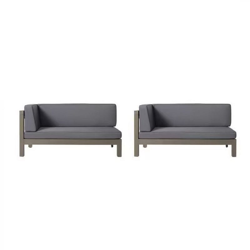 Aura - 2 Piece Outdoor Set With X Back Left Bench And Corner - Dark Gray