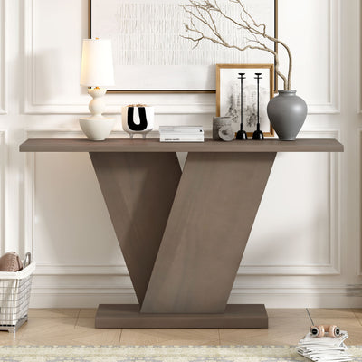 Console Table With V Shape Base, Sculptural Entryway Accent