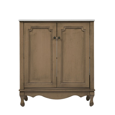 Vintage Bathroom Vanity With Ceramic Sink, Adjustable Shelves