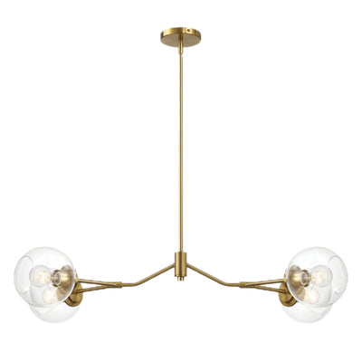 Jewel - 4 Lights Modern Farmhouse Chandelier Ceiling Hanging Light Fixture - Clear / Gold