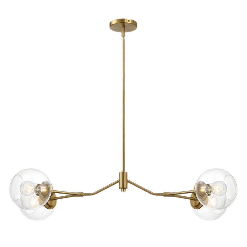 Jewel - 4 Lights Modern Farmhouse Chandelier Ceiling Hanging Light Fixture - Clear / Gold