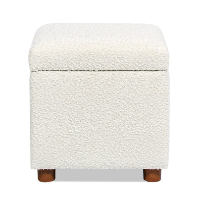 Upholstered Storage Ottoman - Ivory White