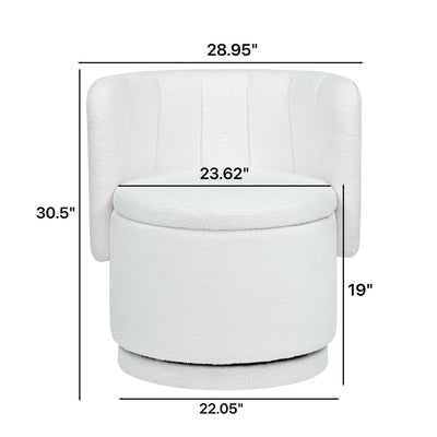 Modern 360 Degree Swivel Back Sofa Chair With Storage Space Boucle, Perfect For Bedroom And Living Room - Beige