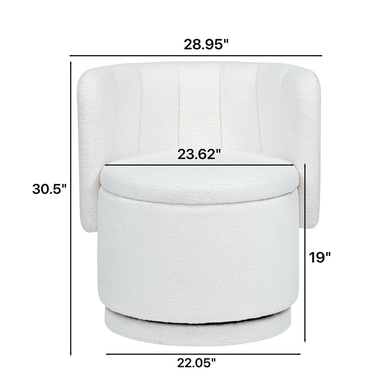 Modern 360 Degree Swivel Back Sofa Chair With Storage Space Boucle, Perfect For Bedroom And Living Room - Beige