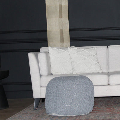 Semi Rounded Pouf, Cable Knitted, Perfect Seating