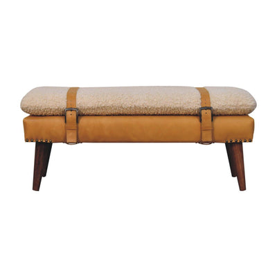 Boucle Leather Bench - Tan