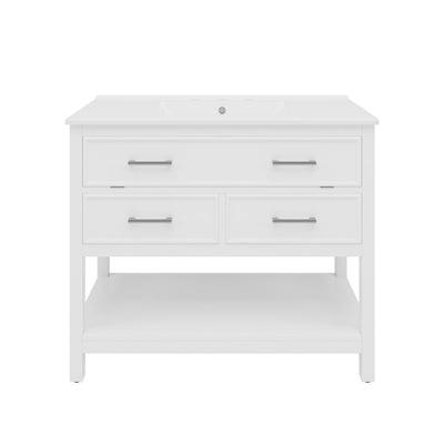 Bathroom Vanity With Ceramic Sink, Tip Out Tray & 2 Full Extension Drawers