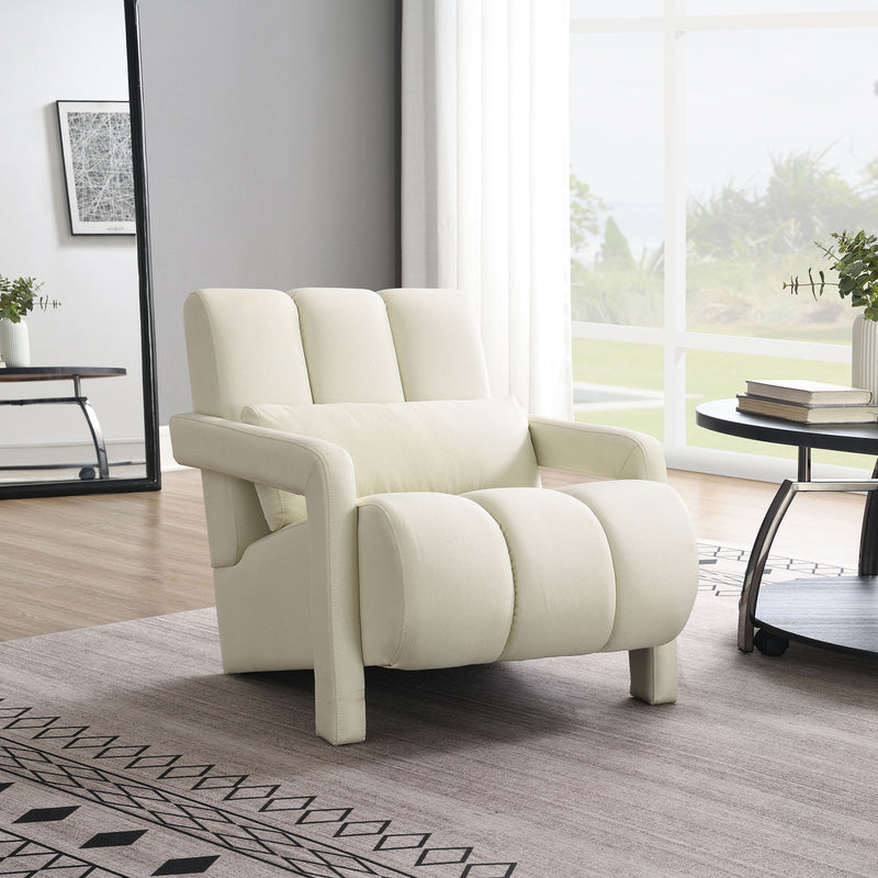 Modern Upholstered Accent Chair, Comfortable Linen Fabric With A Pillow For Living Room