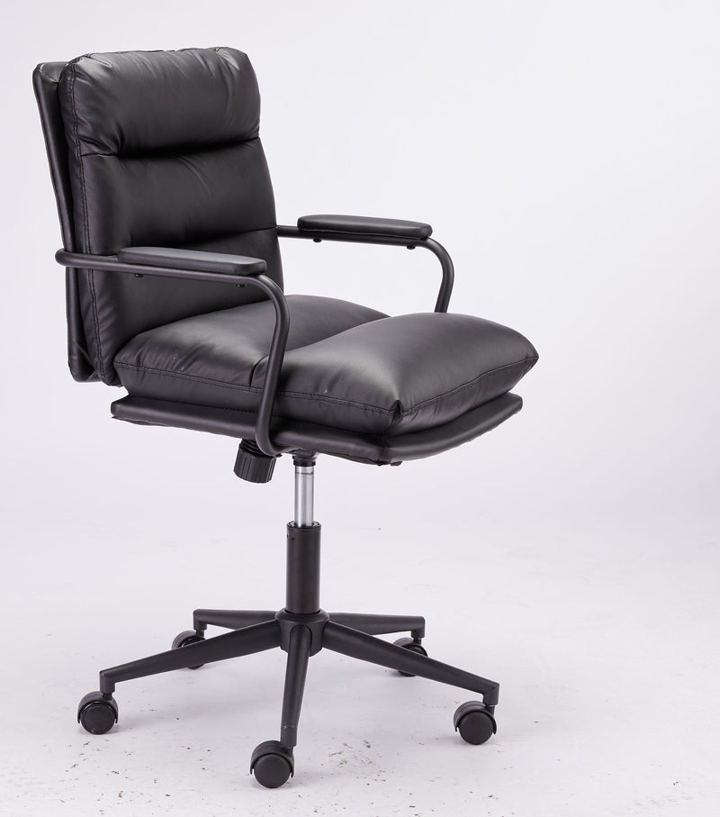 Office Chair Mid Back Desk Chair Modern Excutive Office Chair With Arms And Wheels For Home Office - Black