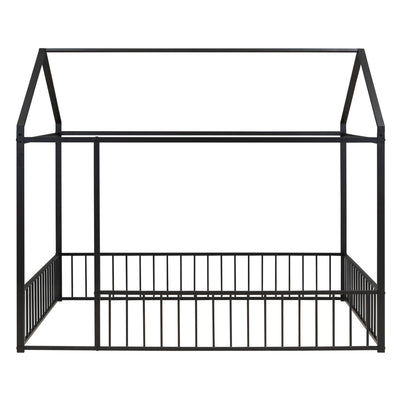 Metal Bed House Bed Frame With Fence