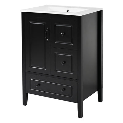 Retro Bathroom Vanity With Sink, Soft Closing Cabinet & Drawers