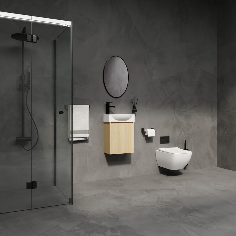 Modern Bathroom Vanity With Ceramic Basin, Wall Mounted Floating Sink Combo, Storage Cabinet