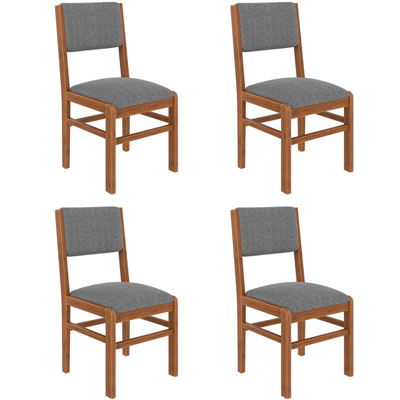 Dining Chairs (Set of 4), Mid Century Modern Fabric Upholstered Kitchen Side Chairs, Farmhouse Dining Room Chair - Brown / Gray
