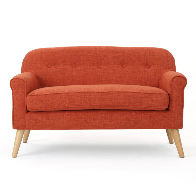 Classic Loveseat With Rolled Armrests And Button Tufting