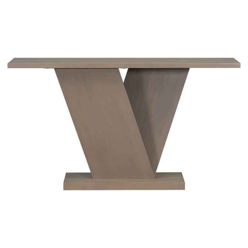 Console Table With V Shape Base, Sculptural Entryway Accent