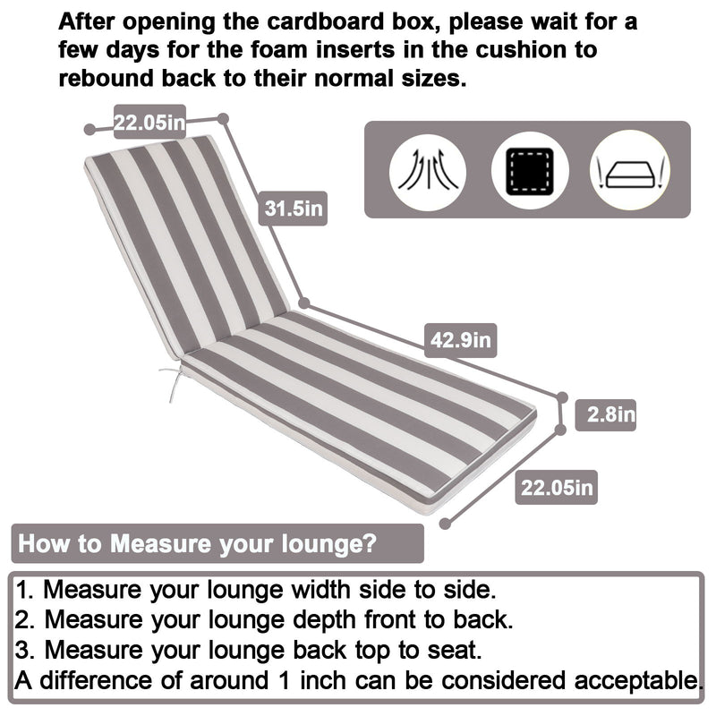 2 Pieces Set Outdoor Lounge Chair Cushion Replacement Patio Furniture Seat