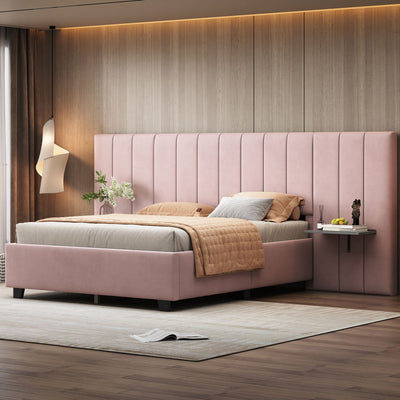Upholstered Platform Bed With Big Headboard