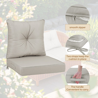 Outdoor Deep Seat Cushions For Patio Furniture Waterproof Set - Beige