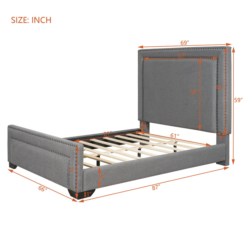 Upholstered Bed With Slats Support, No Box Spring Needed