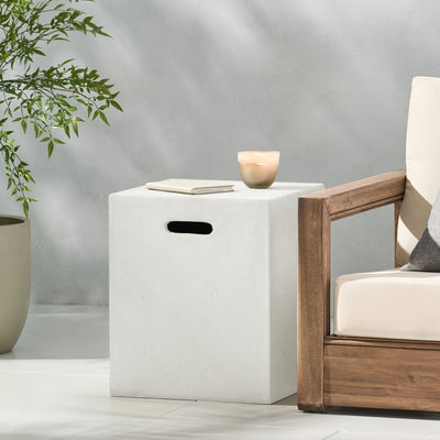 Modern Tank Holder Side Table With Smooth Concrete Surface