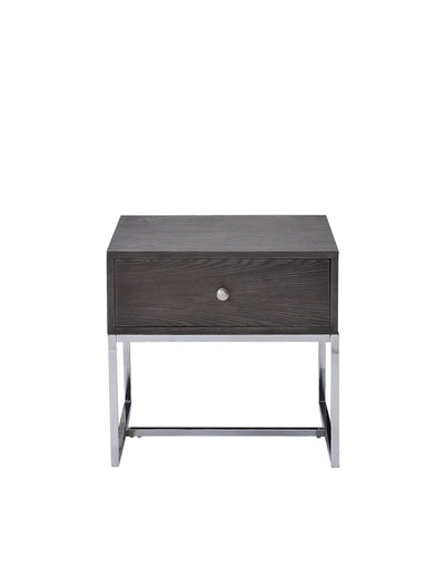 Iban - End Table - Gray Oak / Chrome
