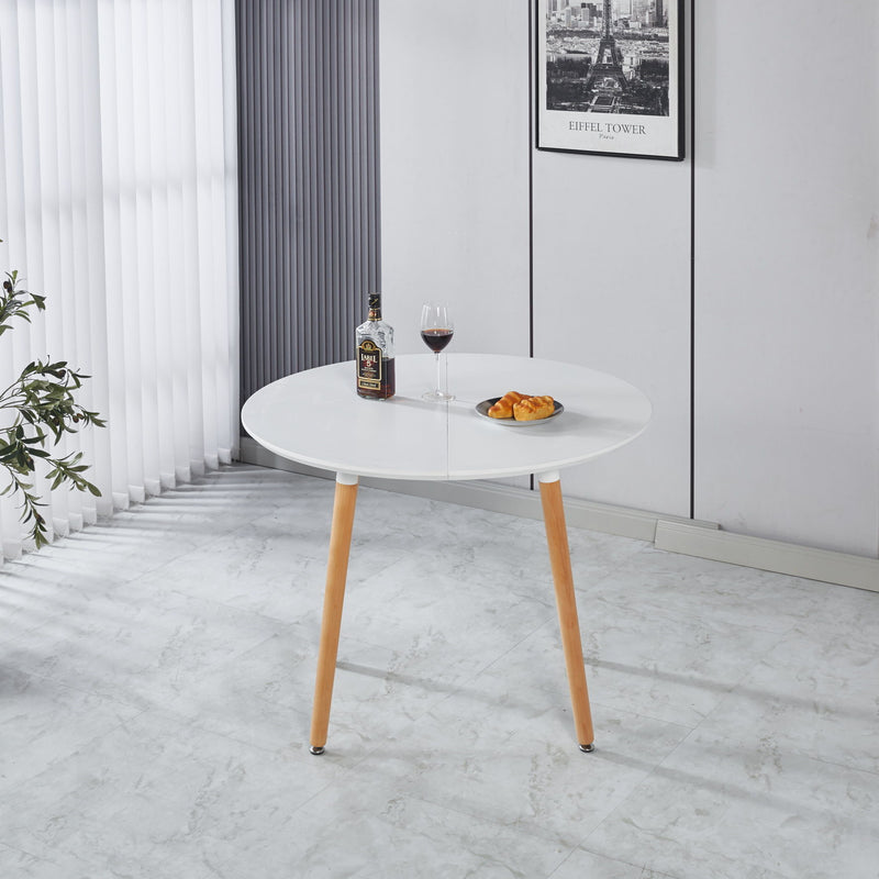 Extensible Table, Dining Table, Office Table, Coffee Table, Wood Leg - Matte White