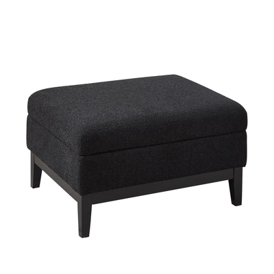 Upholstered Storage Ottoman With Reversible Lid Coffee Table With Rubberwood Legs