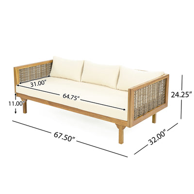 Claremont - 3 Seater Daybed Teak Acacia Wood Water Resistant Cushions