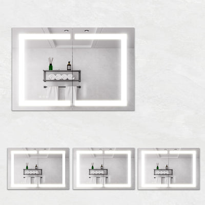 Medicine Cabinet With LED Vanity Mirror, Anti-Fog, Waterproof, Dimmable With Touch Switch