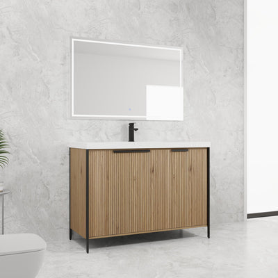 Modern Freestanding Bathroom Vanity With Resin Sink & Soft Close Cabinet Doors