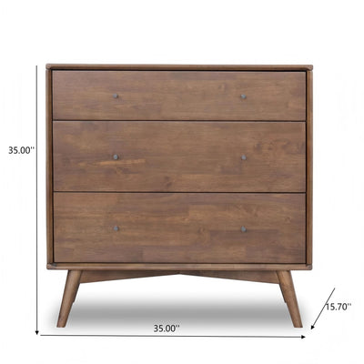 Caroline - Mid-Century Modern Dresser 3 Drawer - Brown / Wood