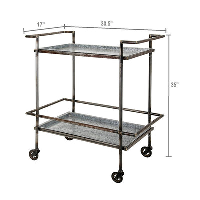 Percy Galvanized Metal Bar Cart - Gray