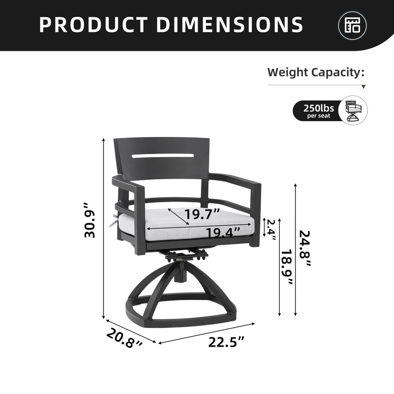 Outdoor Patio Swivel Rocker With Outdoor Grade Sunbrella Fabric Cushions (Set of 2) - Ember Black