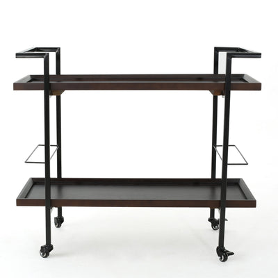 Modern Industrial Bar Cart With Shelving And Casters