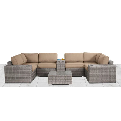 Modern Patio Rattan Sectional Set With Cushions