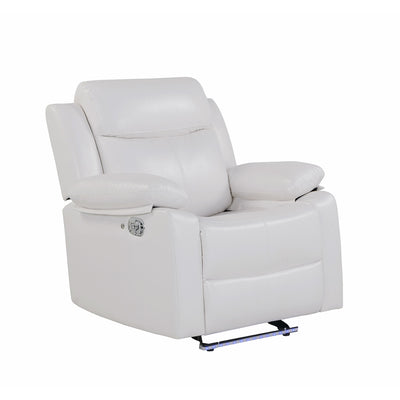 Blanche - Glider Recliner With LED Light In, Medium Firm Seating, Pillow Top Arms - White