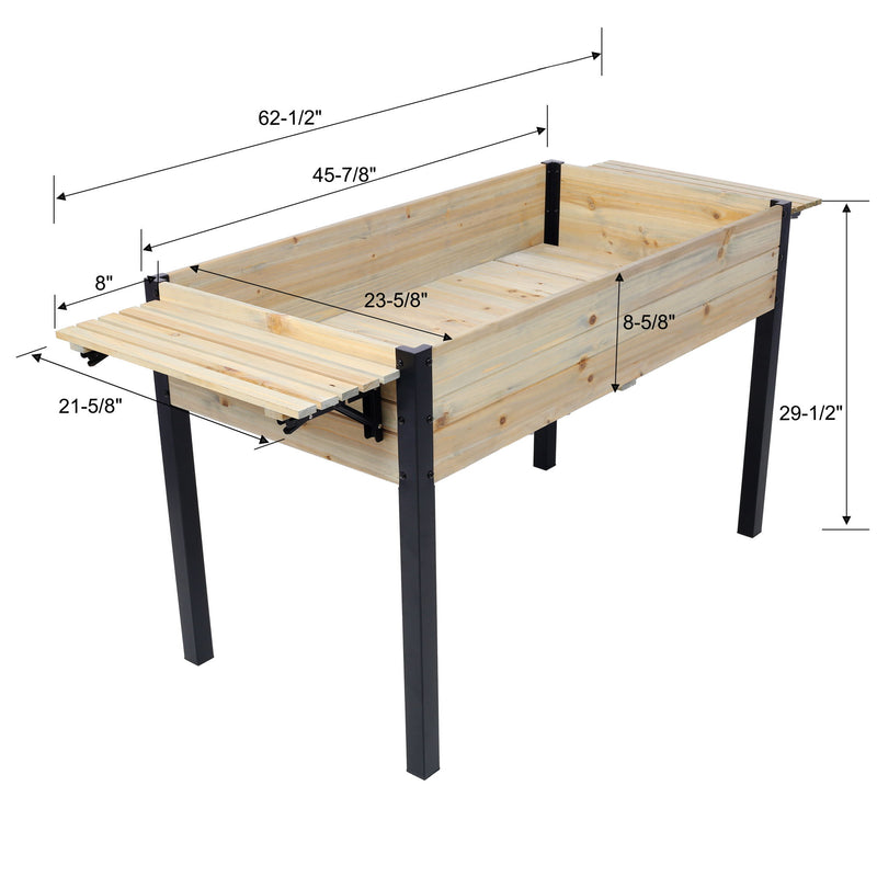 Raised Garden Bed With Metal Legs And Folding Storage Shelf