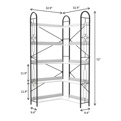 Industrial Style Corner Bookshelf With Thickened Iron Frame
