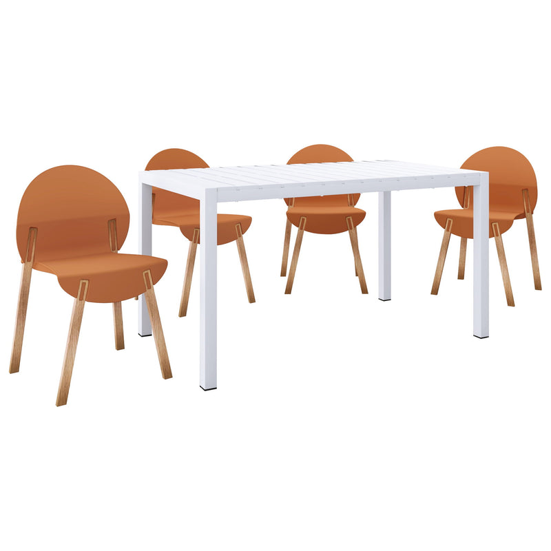 4 Piece Set Of Single Chairs With Long Table