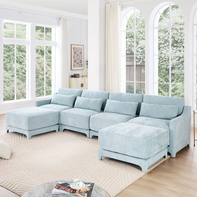 Stylish Sofa With Ottoman And Lumbar Pillows, Ergonomic Design