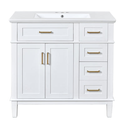 Modern Bathroom Vanity With Ceramic Sink, Soft Close Storage Cabinet