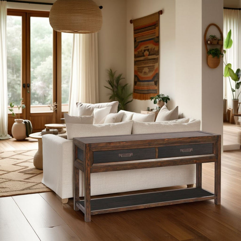 Branson - 2 Drawer Sofa Table, Two Tone - Brown