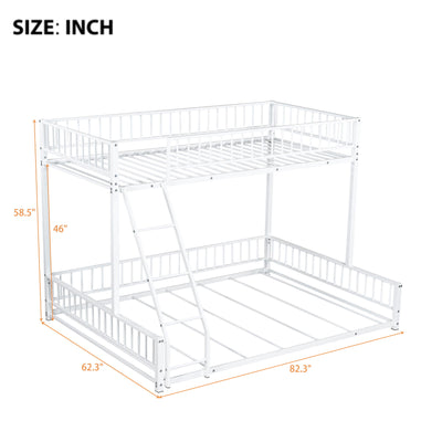 Bunk Bed Frame With Ladder And Safety Guardrails
