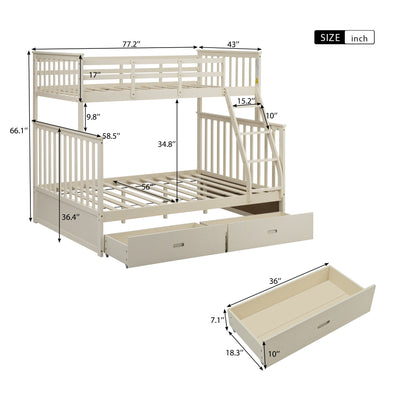 Bunk Bed With Ladder, And Safety Guard Rails