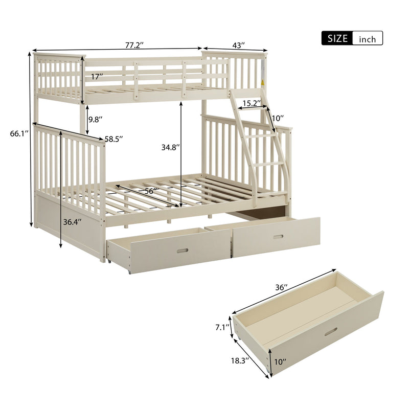 Bunk Bed With Ladder, And Safety Guard Rails